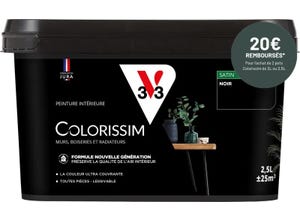Peinture multisupports Satin Colorissim noir 2,5L V33