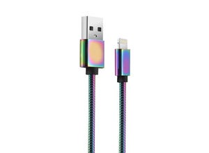 Cordon USB Lightning ressort mâle / USB A mâle arg. - 2m