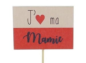 Pique décoratif "J'aime ma Mamie" 7.5 x 5.5 x H 21 cm