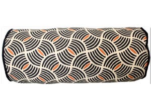 Coussin Bivouac motif africain 50x20 cm noir orange