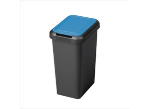 Poubelle recyclage touch and lift 25l noir couvercle bleu